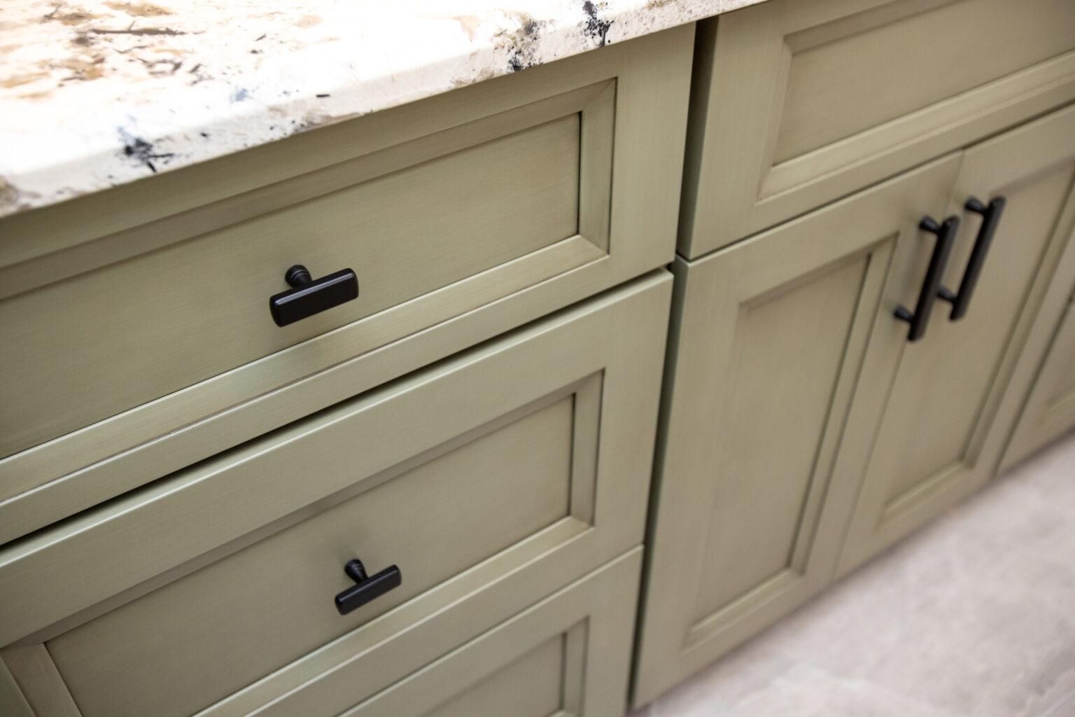 Detail on the basement bathroom vanity