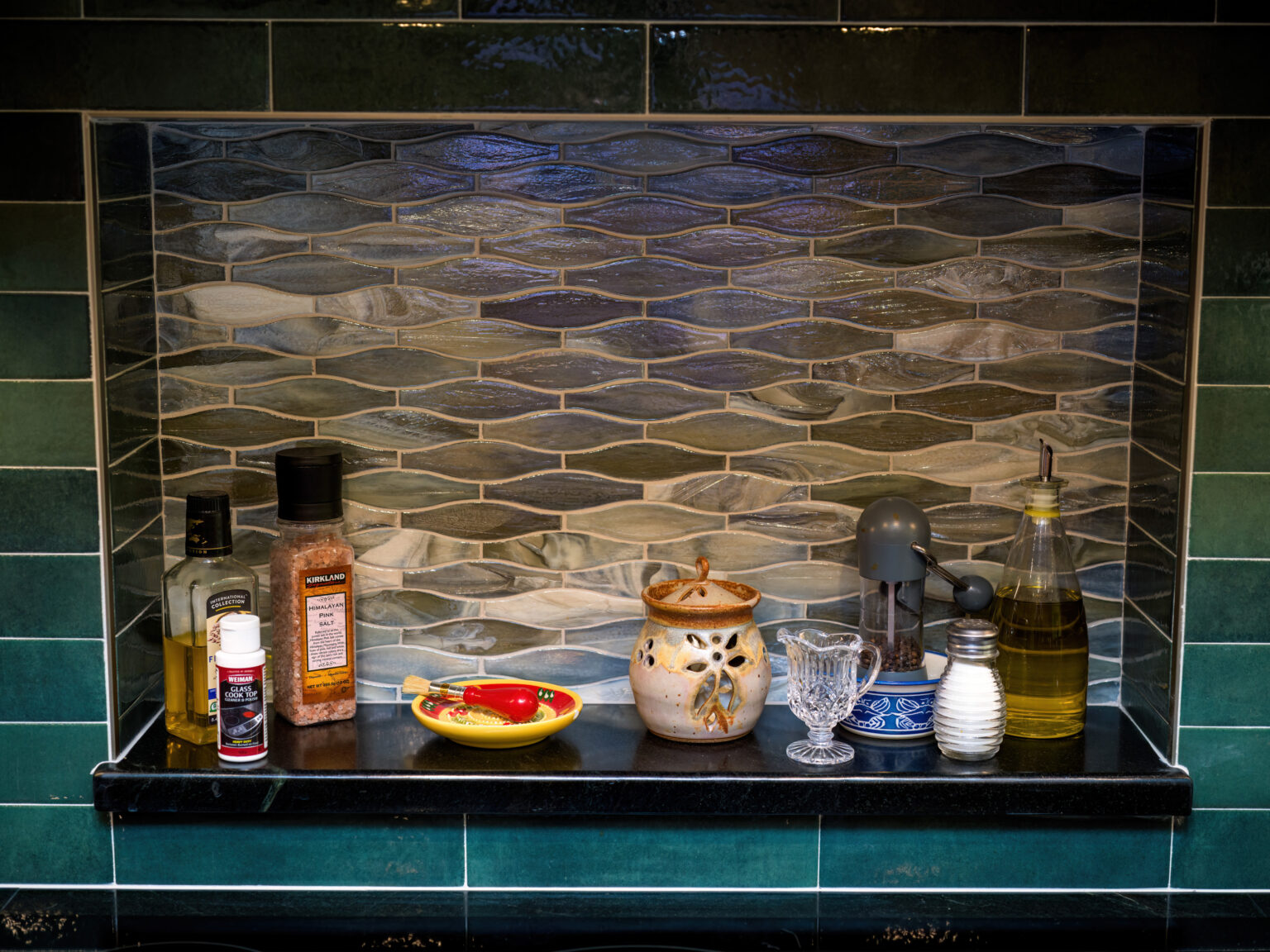 Image by Lesnick Photo Cooking nook designed to hold the most used cooking spices.